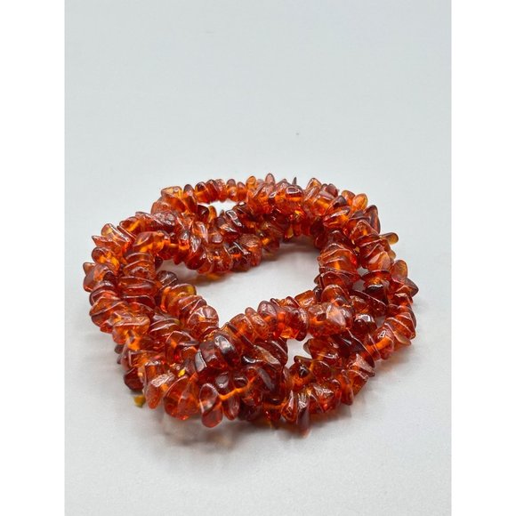 Beaded Amber Necklace Nuggets Beads Long Single Strand Genuine Vintage Amber - Picture 2 of 7